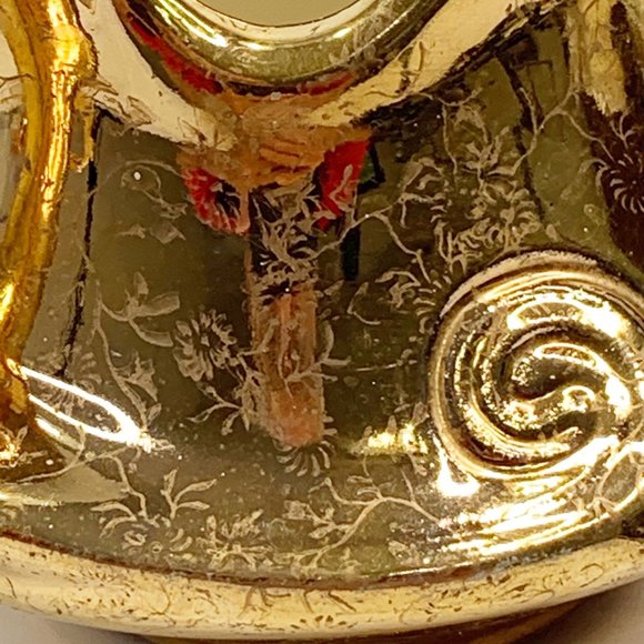 Vintage Pearl China Sugar Creamer 22 Kt Gold Floral Hollywood Regency MCM 40s - Picture 16 of 16